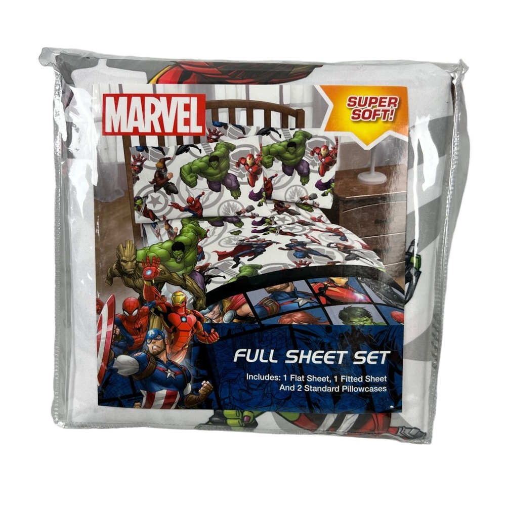 HULK SPIDERMAN Marvel Comics Avengers Sheet Set FULL Bed Microfiber 4 Pieces NEW